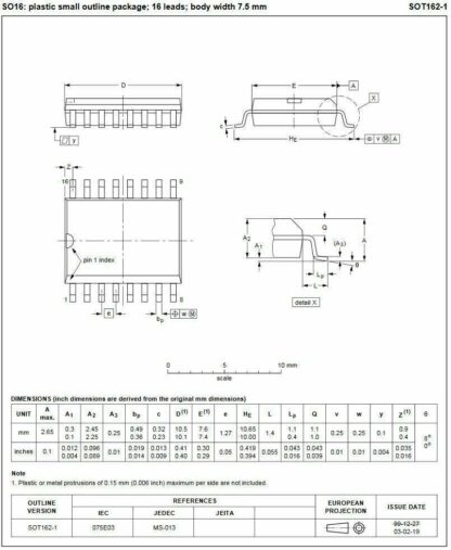 TDA7073AT PHILIPS SO16 SMD SOT162-1, Dual BTL power driver - Imagen 3