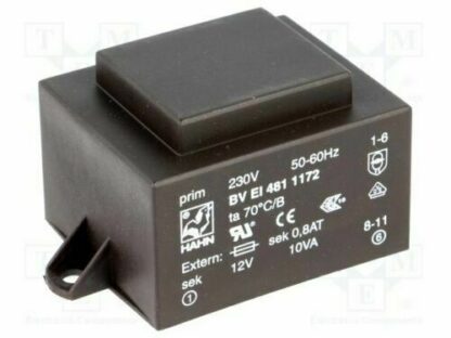 Transformador PCB 12V 10VA 833mA, 51/68x42x35mm Ta70ºC/B - Imagen 3