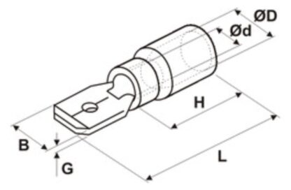 Terminal 6,3mm Macho Aislado Azul 1,5-2,5mm² AWG 16-14 (100 Unidades) - Imagen 3