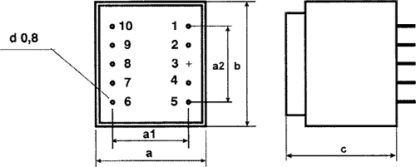 Transformador PCB 230V, 0-12V, 2,5VA, 210mA TEZ 2,6/D, 16012-9953 - Imagen 4
