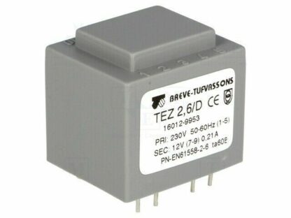 Transformador PCB 230V, 0-12V, 2,5VA, 210mA TEZ 2,6/D, 16012-9953