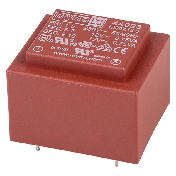 Carlo Gavazzi Trasformatore Incapsulato TRA085 (MYRRA 44625) 230V/6V 1.5VA Per PCB - Italia