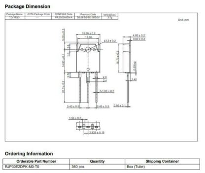 Transistor IGBT RJP30E2 TO-3P RJP30E2DPK RENESAS - Imagen 4