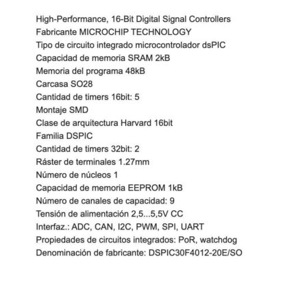 dsPIC30F4012-20E/SO MICROCHIP, SOIC28 (2 Unidades) - Imagen 5
