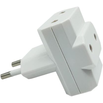 Adaptador triple Ladrón 10A 230V, Para Espigas de 4 y 4,8mm