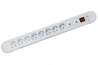 Base Multiple Blanca 8 Tomas, Disyuntor y Protecciones, cable 1,5m