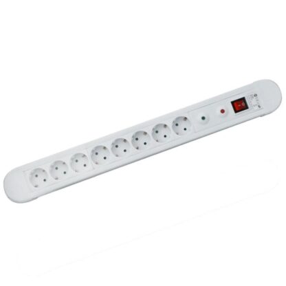 Base Multiple Blanca 8 Tomas, Disyuntor y Protecciones, cable 1,5m