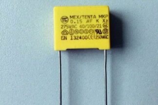 CONDENSADOR SAFETY MKP 150K 0.15uF 150nF 275VAC R.15mm de seguridad MEX/TENTA