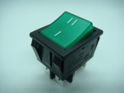 Conmutador ON-ON Bipolar 32x25mm Luz Verde 16A/250V 125ºC