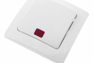 Conmutador luminoso empotrable, color blanco, Marco de 80x80mm