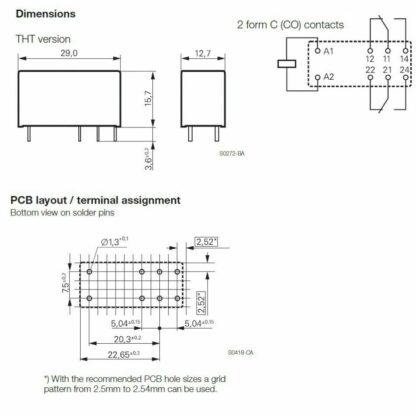 Relé12VDC 8A 2ctos 2+6 Pin Paso 5,0mm OMRON G2RL-2-12VDC - Imagen 4