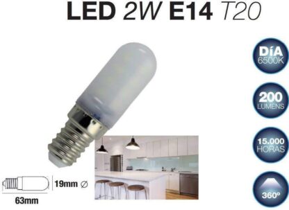 Bombilla Led E14 230V 2W Luz Día Ø19x61mm