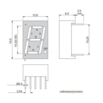 Display Led 7-seg. Rojo 0.56" Ánodo Común 14mm - Imagen 3