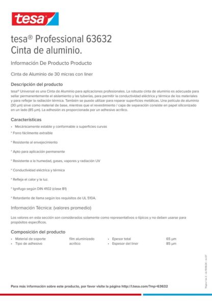 Cinta Aislante Aluminio (Alta Temperatura) 50mm x 10m tesa® 63632 - Imagen 4