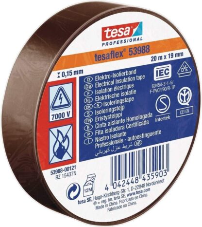 Cinta Aislante Marrón Homologada 20mx19mm TESA 53988-00121-00