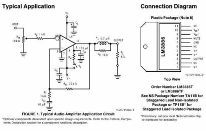 Circuito integrado LM3886TF Amplificador de Audio, 68W a 4 Ω ó 38W a 8 Ω - Imagen 3