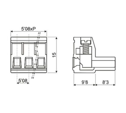 Conector regleta PCB 2P, PASO 5,08mm, 10A/300V (10 Unidades) - Imagen 3