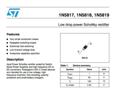 Diodo Schottky 1N5819 DO-41 STMicroelectronics - Imagen 3