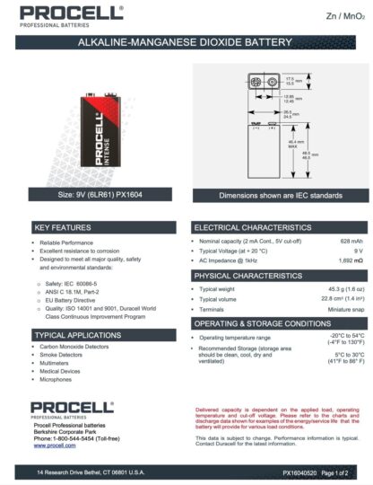Pila 9V Alcalina 6LR61 Duracell Procell Intense Power – Industrial - Imagen 4
