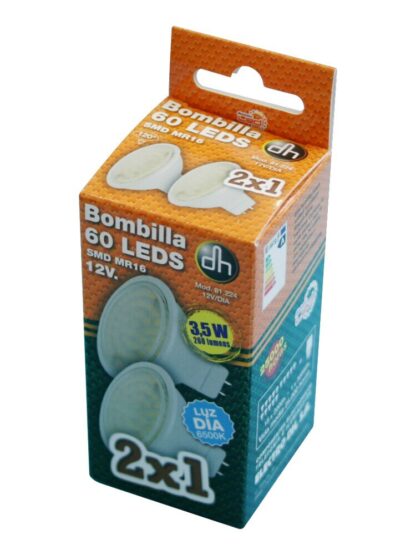 Pack 2 Bombillas de 60 Led, 12V AC/DC, MR16, Luz Cálida 3000K - Imagen 3