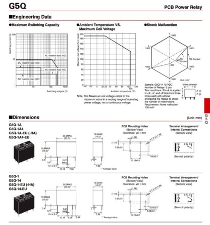 Relé 24VDC 10A/250V SPDT, 20,3x10,3x15,8mm, OMRON G5Q-14 DC24 - Imagen 4