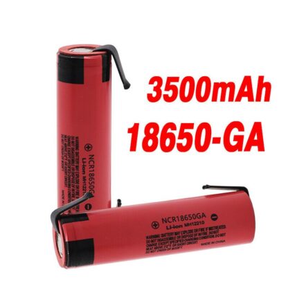 Batería Panasonic 3,6V/3500mAh, NCR18650GA, 10A Descarga. C/Term. (Soldable)