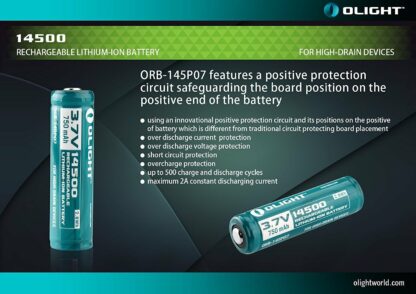 Batería cilíndrica 14500 3,7V de Olight - Imagen 5