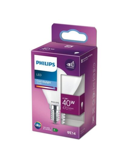 Bombilla Philips E14 LED 865, 6500K 4,3W 470Lm 360º A++