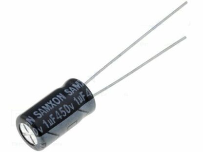 Condensador electrolítico 1uF 450V 105º Ø6,3x11mmL SAMXON