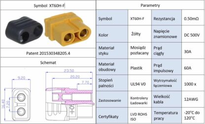 Conector Alimentación XT60H-F Hembra + Capuchón - Imagen 4