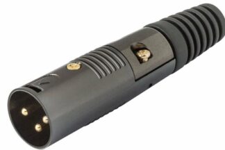 Conector micrófono Cannon-XLR macho, dorado-negro, 74mm largo