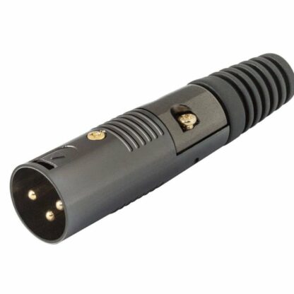 Conector micrófono Cannon-XLR macho, dorado-negro, 74mm largo