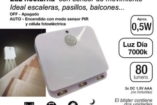 Luz nocturna con sensor de movimiento (2 unidades blister)