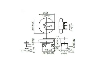 Pila Litio PCB Horizontal 2+1pin CR2450 3V Panasonic 620mAh - Imagen 3