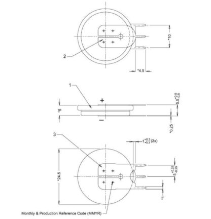 Pila Litio PCB Vertical 2+1pin CR2450 3V VARTA 560mAh - Imagen 4