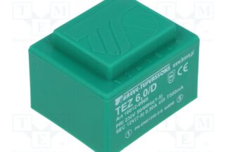 Transformador de alimentación PCB 12V 6VA 500mA 45x38x32mm VERDE TEZ6/D230/12V