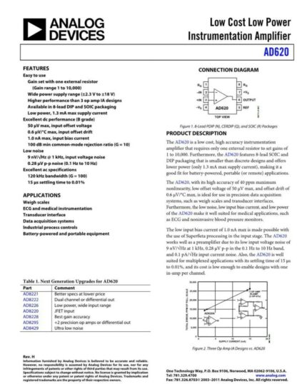 AD620ARZ AD620A AD620AR SOIC8 ANALOG DEVICES - Imagen 3