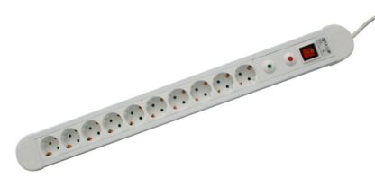 Base Multiple Blanca 10 Tomas, Disyuntor y Protecciones, cable 1,5m