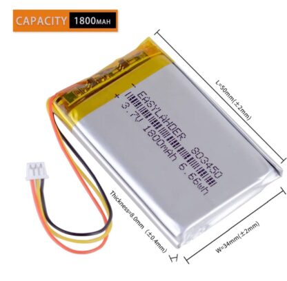 Bateria Li-Po 3.7V 1800mAh 3 Hilos, 803450, 50x34x8mm - Imagen 3