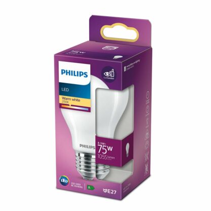 Bombilla Standard E27 Led PHILIPS, 8,5W, 360º, 827, 2700K (2 Unidades)
