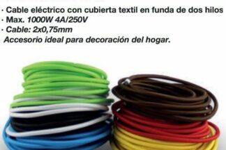 Cable eléctrico con cubierta textil, 2 x 0'75 mm² (5 metros)