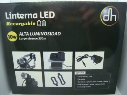 Linterna frontal LED recargable 10W 1200lm 250m - Imagen 4