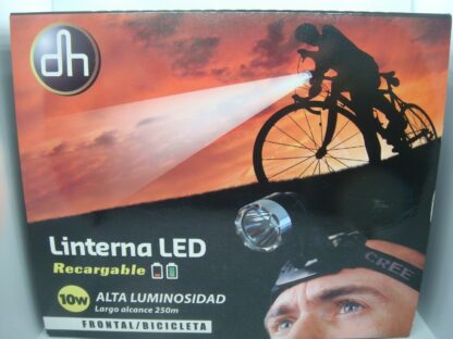 Linterna frontal LED recargable 10W 1200lm 250m