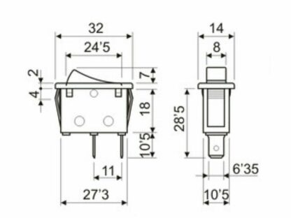 Pulsador OFF-(ON) 32x14mm 16A/250V, 125ºC, Homologado ENEC - Imagen 3