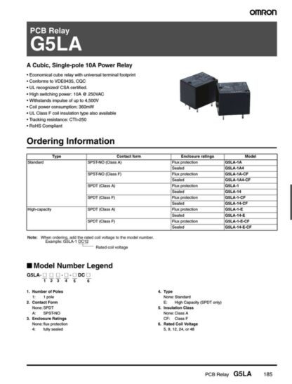 Relé OMRON 24VDC 10A SPDT G5LA-14 24VDC G5LE-1 24VDC - Imagen 5
