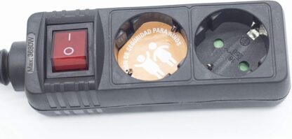 Base Múltiple 2 Tomas con Interruptor, Cable 1.5m Negra DH - Imagen 4
