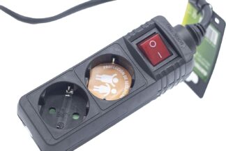 Base Múltiple 2 Tomas con Interruptor, Cable 1.5m Negra DH
