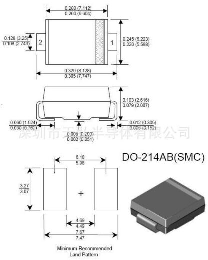 Diodo Rect.Ultrarrápido US3M, US3M-13, 1KV/3A 70ns SMC Diodes Inc. - Imagen 3