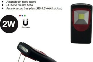 Linterna de petaca LED COB+SMD, 2W, con gancho e imán