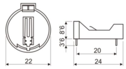 Portapilas CR2016,CR2025 y CR2032, PCB Horizontal - Imagen 5